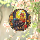 Chicken Stained Glass SunCatcher Farm Animal Window Hanging Rooster Suncatcher Gift Chicken Lover Decoration Gift for